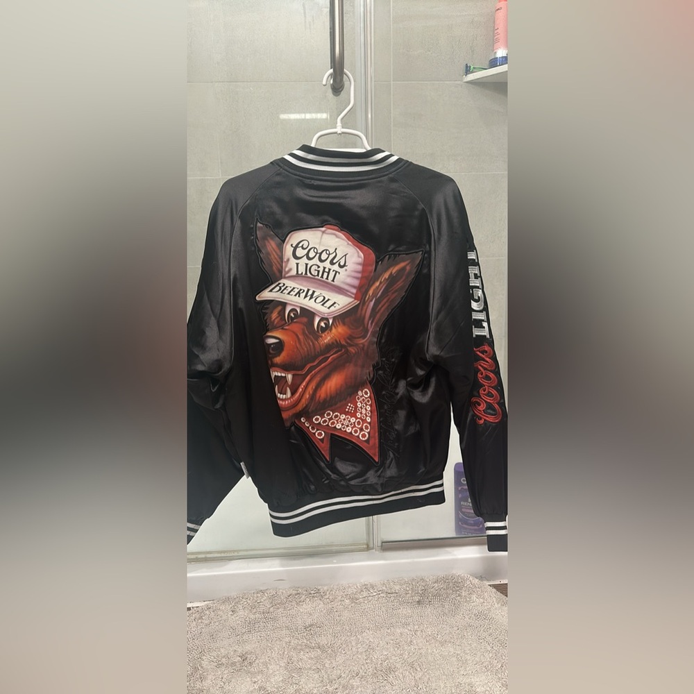 Coors Light Black Satin Jacket with Graphic